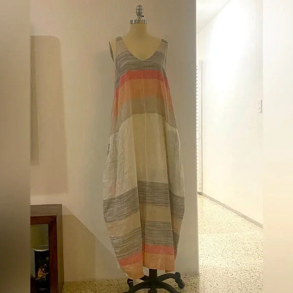 knee length dresses for ladies White Parachute Linen Dress – allthebeautifullinen main image 0